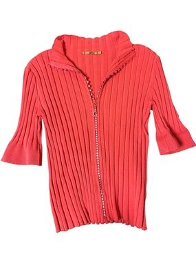 Y2K 2000s Rhinestone Zip up Knit Top